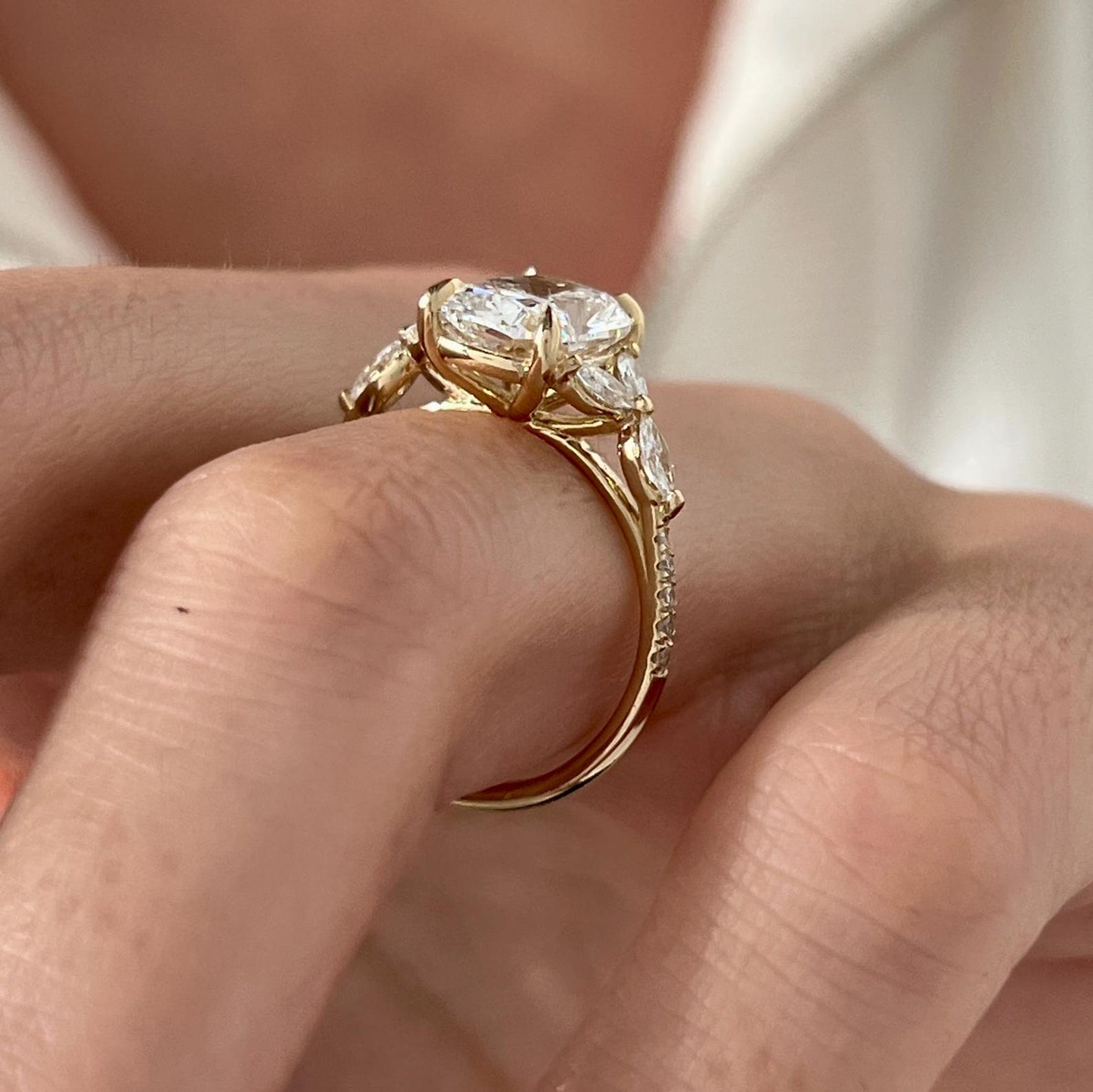 Round Halo, Pave & Split Shank Engagement Ring – 1.93 CT Lab Grown Diamond