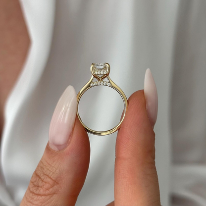 Round Halo, Pave & Split Shank Engagement Ring – 1.93 CT Lab Grown Diamond