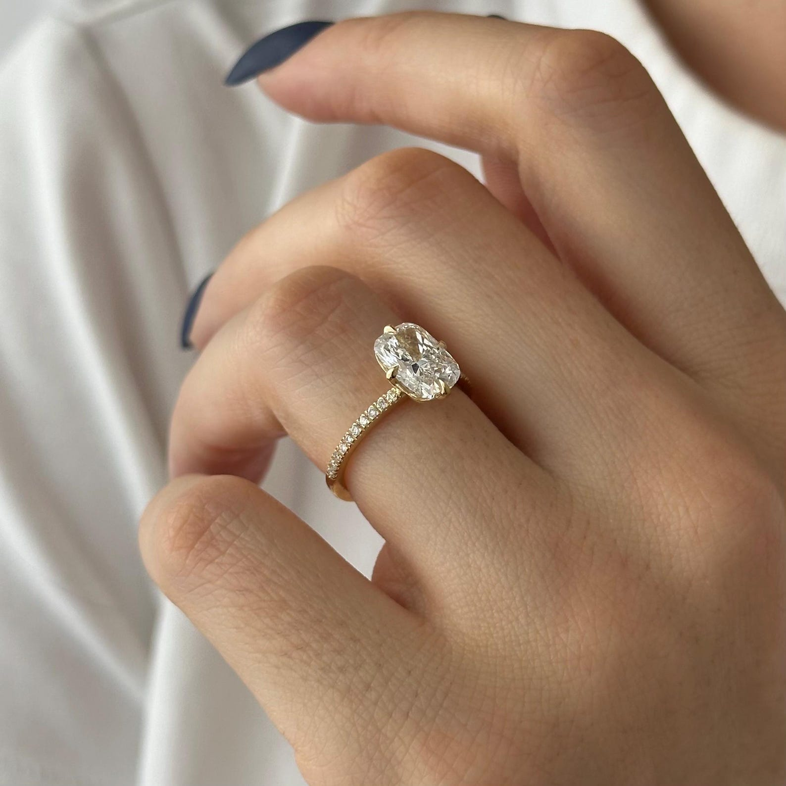 Round Halo, Pave & Split Shank Engagement Ring – 1.93 CT Lab Grown Diamond