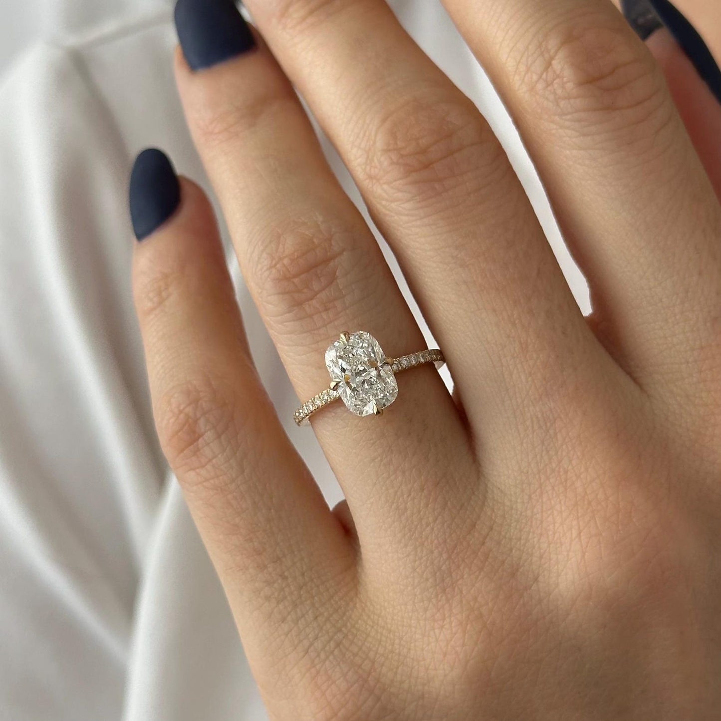 Round Halo, Pave & Split Shank Engagement Ring – 1.93 CT Lab Grown Diamond