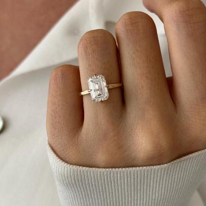 Round Halo, Pave & Split Shank Engagement Ring – 1.93 CT Lab Grown Diamond