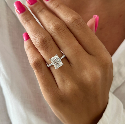 Round Halo, Pave & Split Shank Engagement Ring – 1.93 CT Lab Grown Diamond