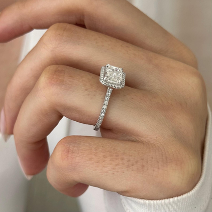 Round Halo, Pave & Split Shank Engagement Ring – 1.93 CT Lab Grown Diamond