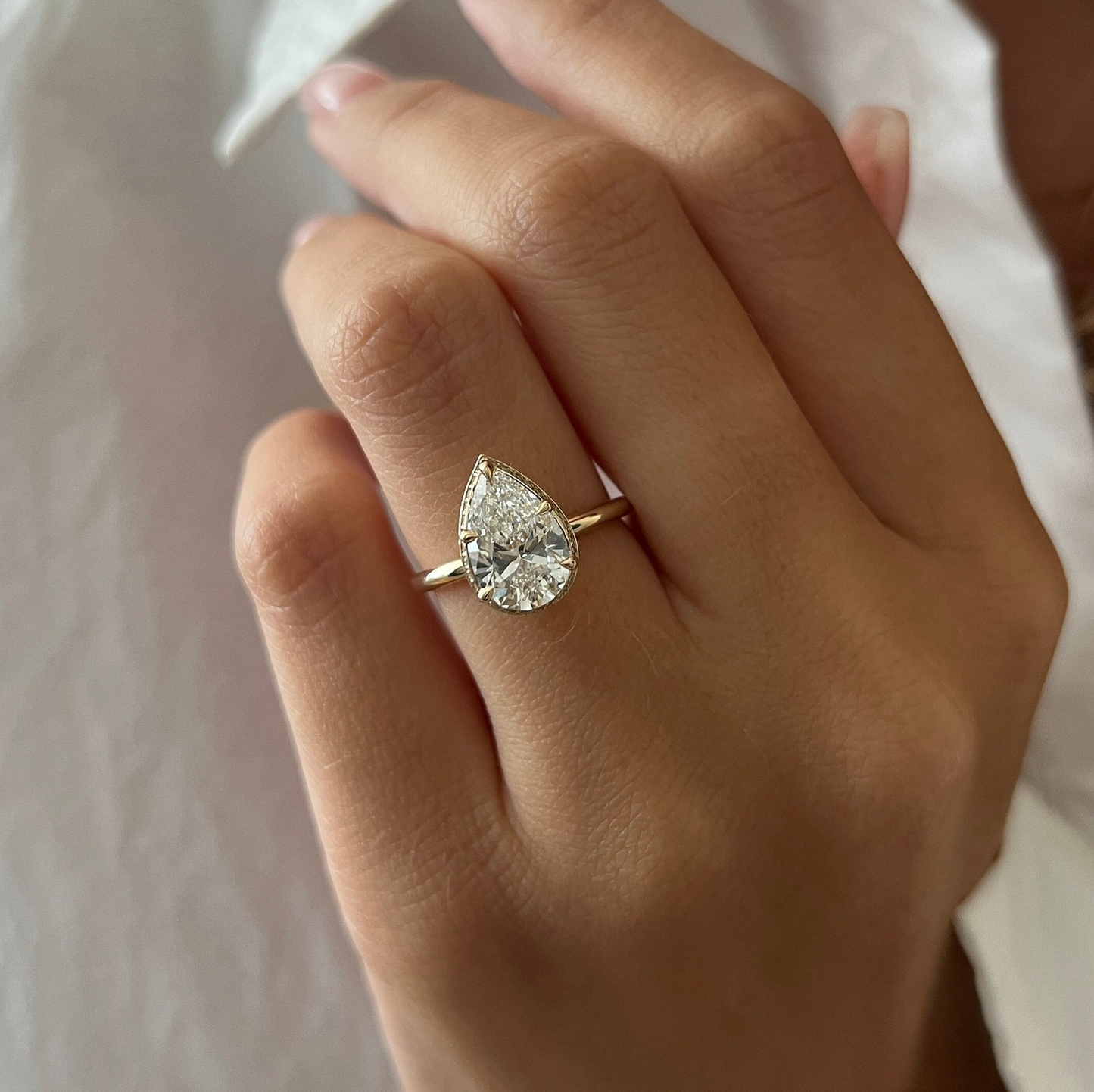 Round Halo, Pave & Split Shank Engagement Ring – 1.93 CT Lab Grown Diamond