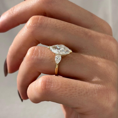 Custom For Emily-Marquise Three Stones Engagement Ring – 1 CT Lab Grown Diamond