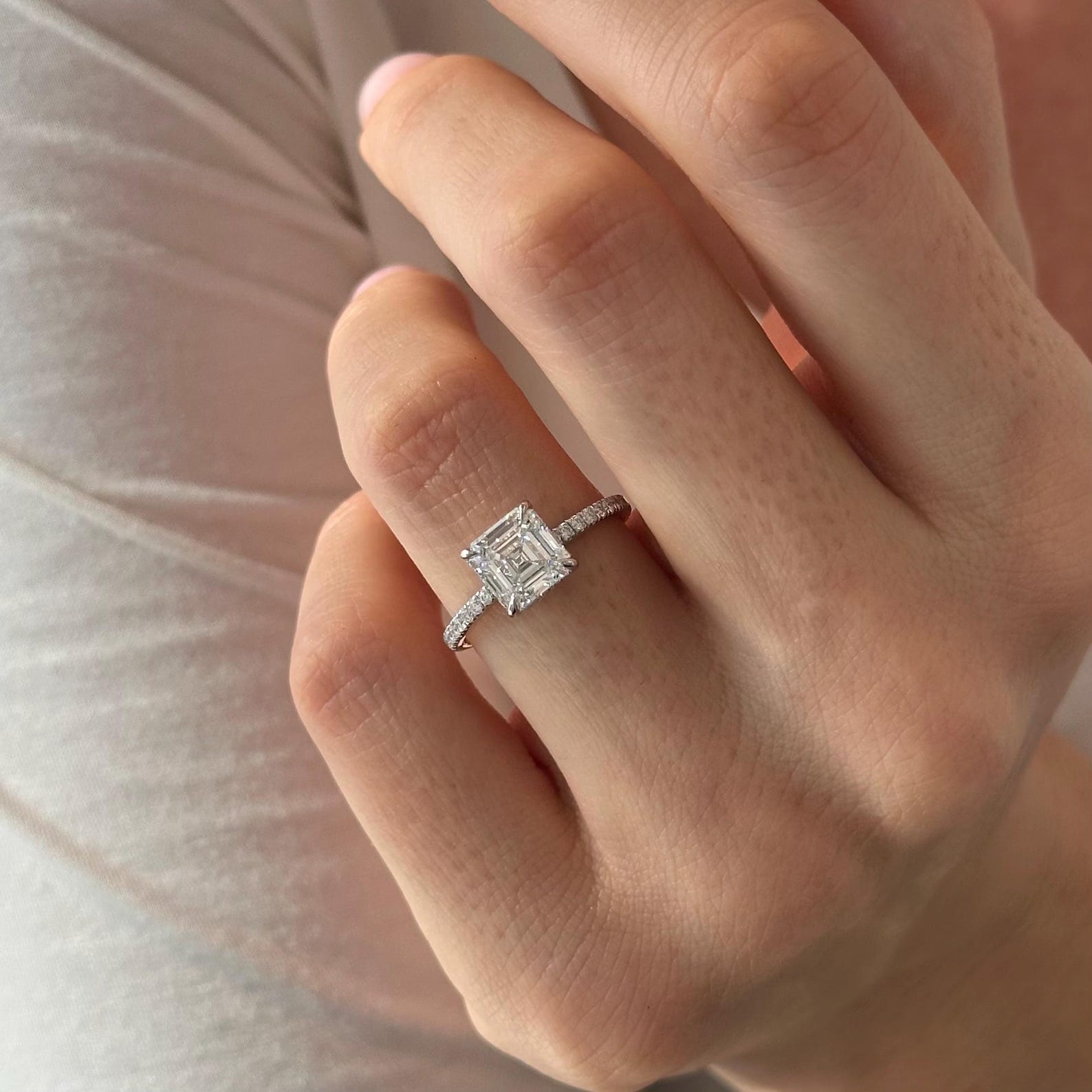 Round Halo, Pave & Split Shank Engagement Ring – 1.93 CT Lab Grown Diamond