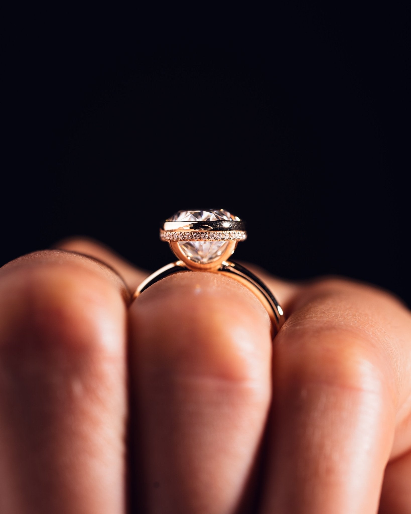 Cushion Hidden Halo Lab Grown Diamond Engagement Ring