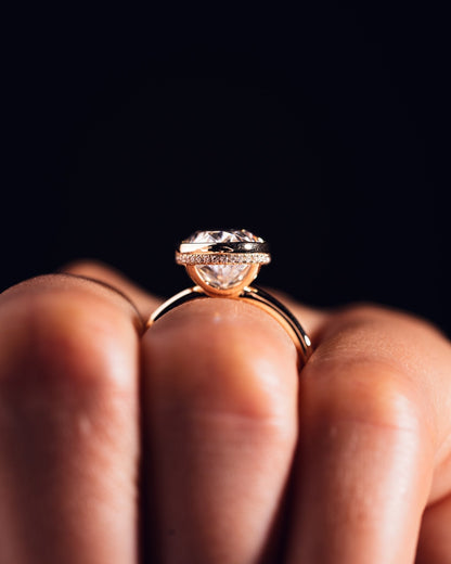 Cushion Hidden Halo Lab Grown Diamond Engagement Ring