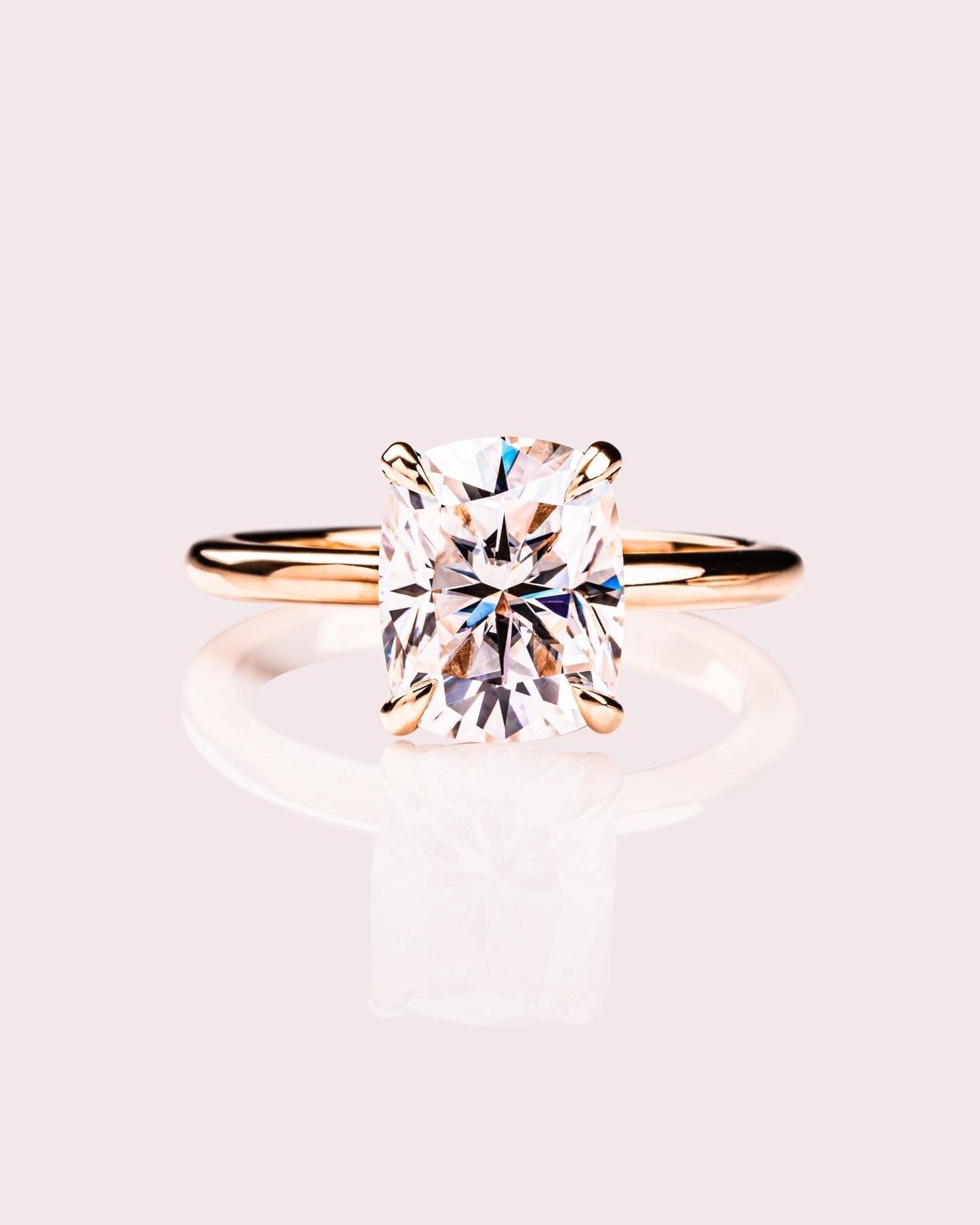 Cushion Hidden Halo Lab Grown Diamond Engagement Ring