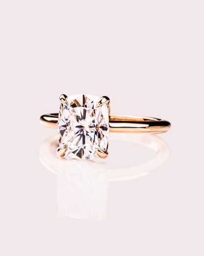 Cushion Hidden Halo Lab Grown Diamond Engagement Ring