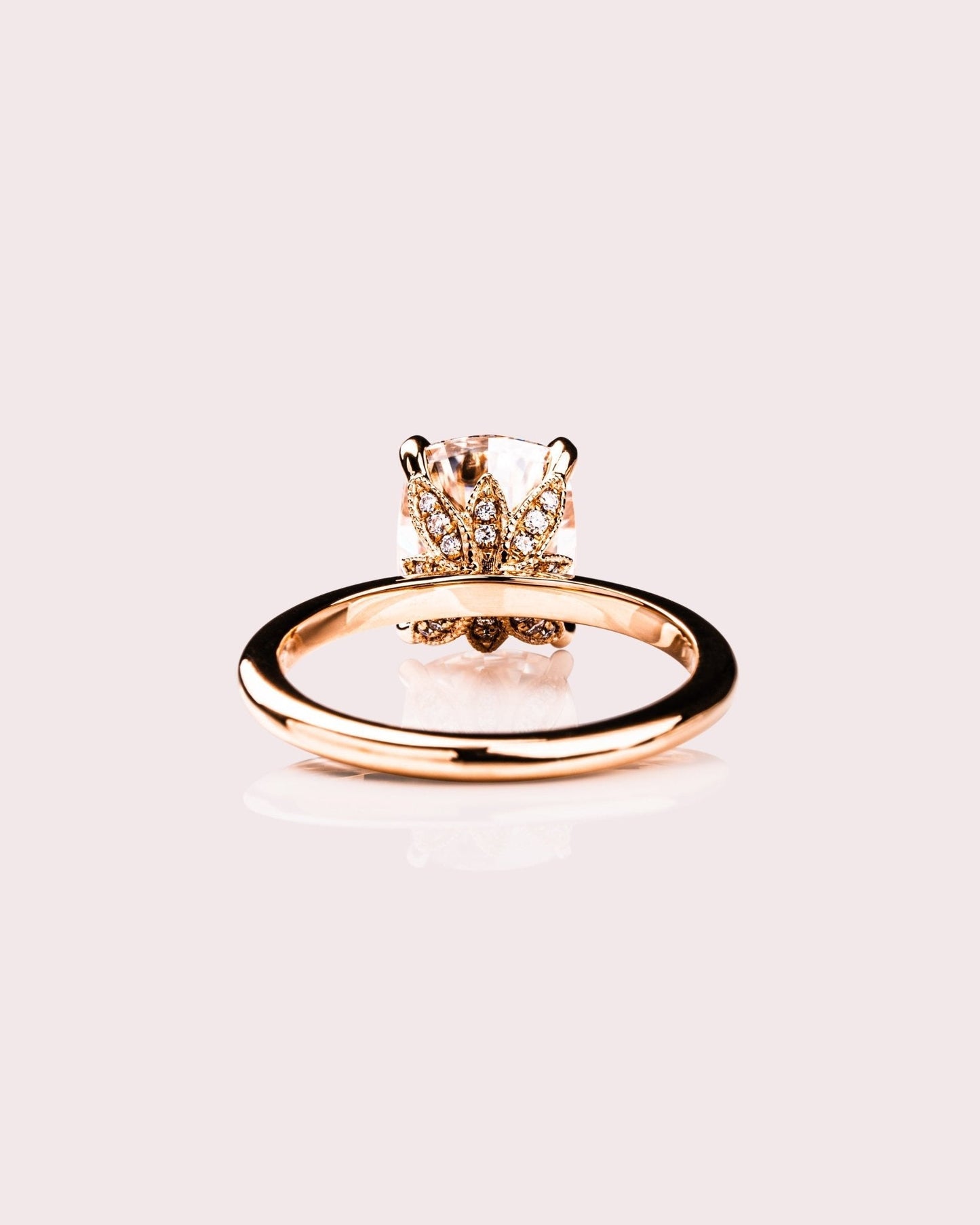Cushion Hidden Halo Lab Grown Diamond Engagement Ring