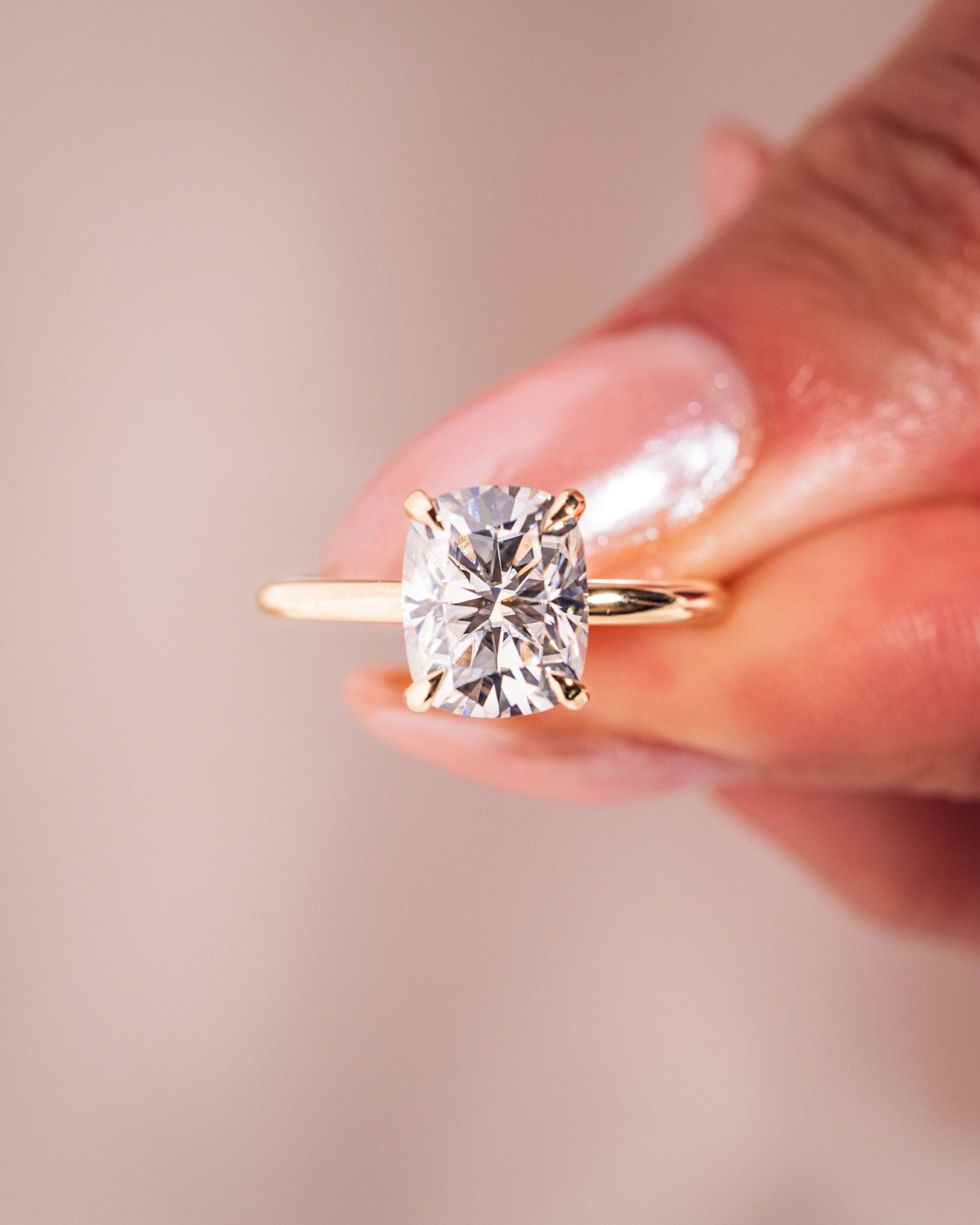 Cushion Hidden Halo Lab Grown Diamond Engagement Ring