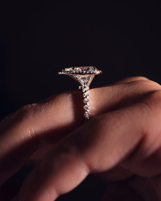 Cushion Hidden Halo Lab Grown Diamond Engagement Ring