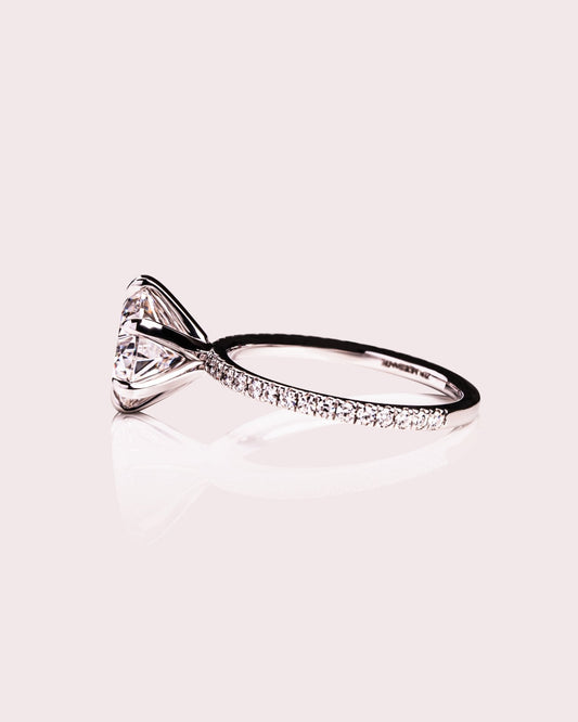 Cushion Hidden Halo Lab Grown Diamond Engagement Ring