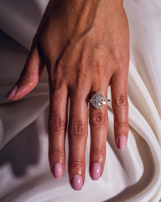 Cushion Hidden Halo Lab Grown Diamond Engagement Ring