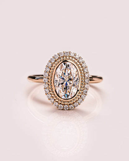 Cushion Hidden Halo Lab Grown Diamond Engagement Ring