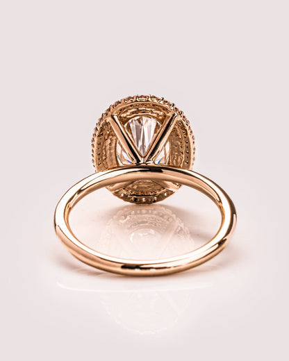 Cushion Hidden Halo Lab Grown Diamond Engagement Ring