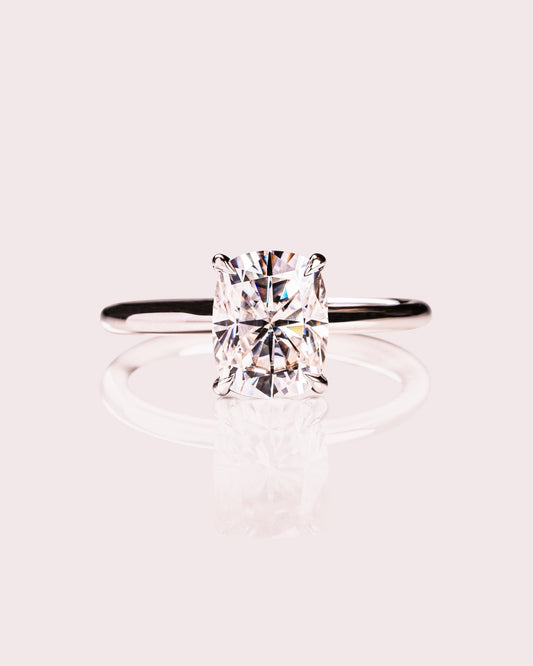Cushion Hidden Halo Lab Grown Diamond Engagement Ring