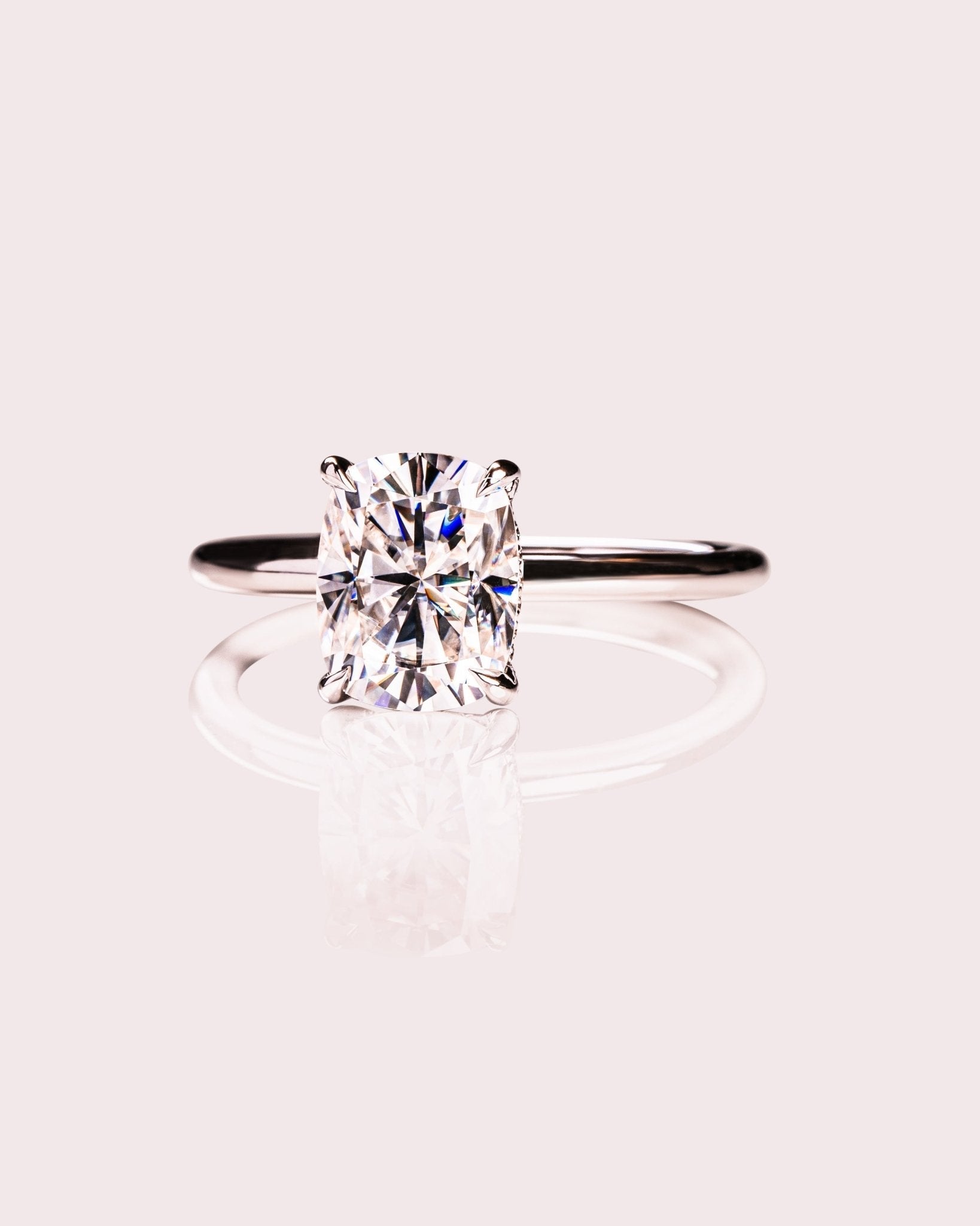 Cushion Hidden Halo Lab Grown Diamond Engagement Ring