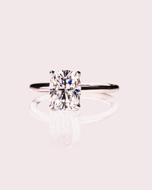 Cushion Hidden Halo Lab Grown Diamond Engagement Ring