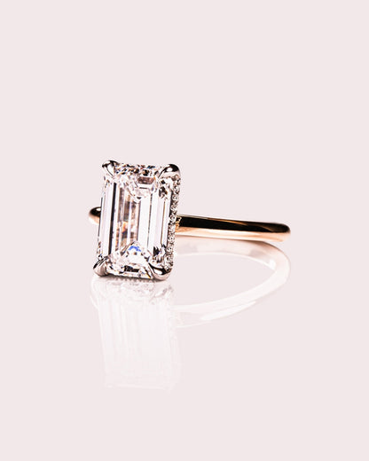 Cushion Hidden Halo Lab Grown Diamond Engagement Ring
