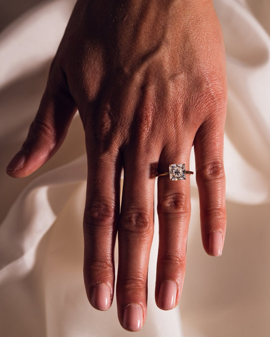 Cushion Hidden Halo Lab Grown Diamond Engagement Ring