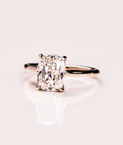 Cushion Hidden Halo Lab Grown Diamond Engagement Ring