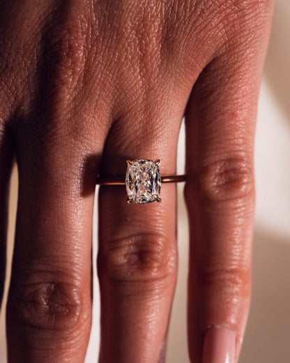 Cushion Hidden Halo Lab Grown Diamond Engagement Ring