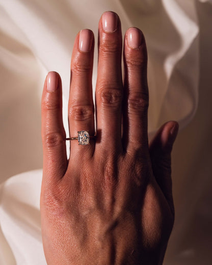 Cushion Hidden Halo Lab Grown Diamond Engagement Ring