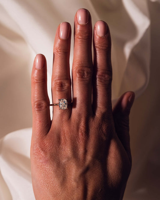 Cushion Hidden Halo Lab Grown Diamond Engagement Ring