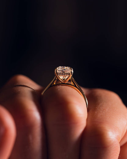 Cushion Hidden Halo Lab Grown Diamond Engagement Ring