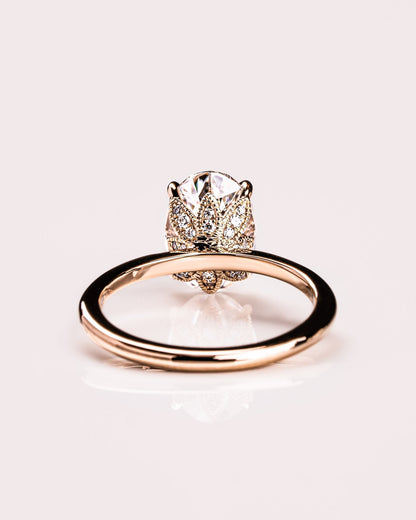 Cushion Hidden Halo Lab Grown Diamond Engagement Ring