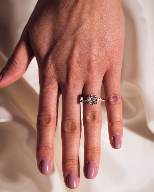 Cushion Hidden Halo Lab Grown Diamond Engagement Ring