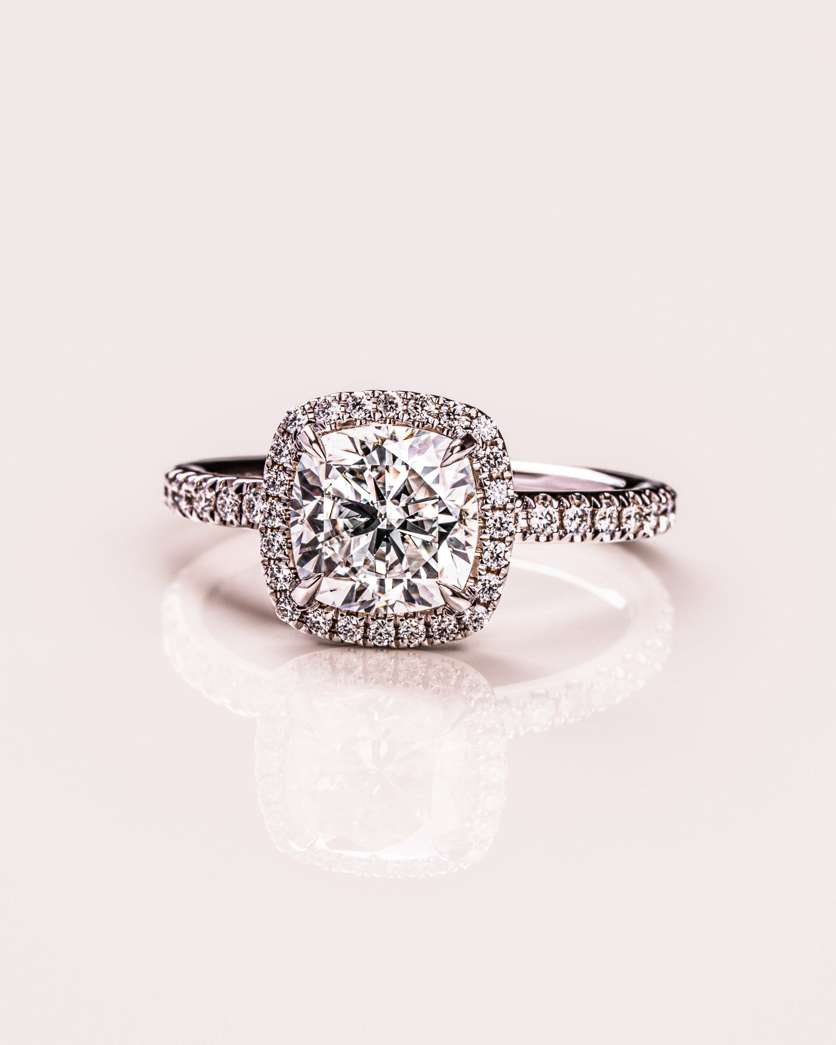 Cushion Hidden Halo Lab Grown Diamond Engagement Ring