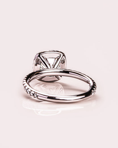 Cushion Hidden Halo Lab Grown Diamond Engagement Ring