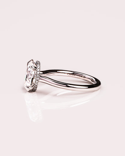 Cushion Hidden Halo Lab Grown Diamond Engagement Ring