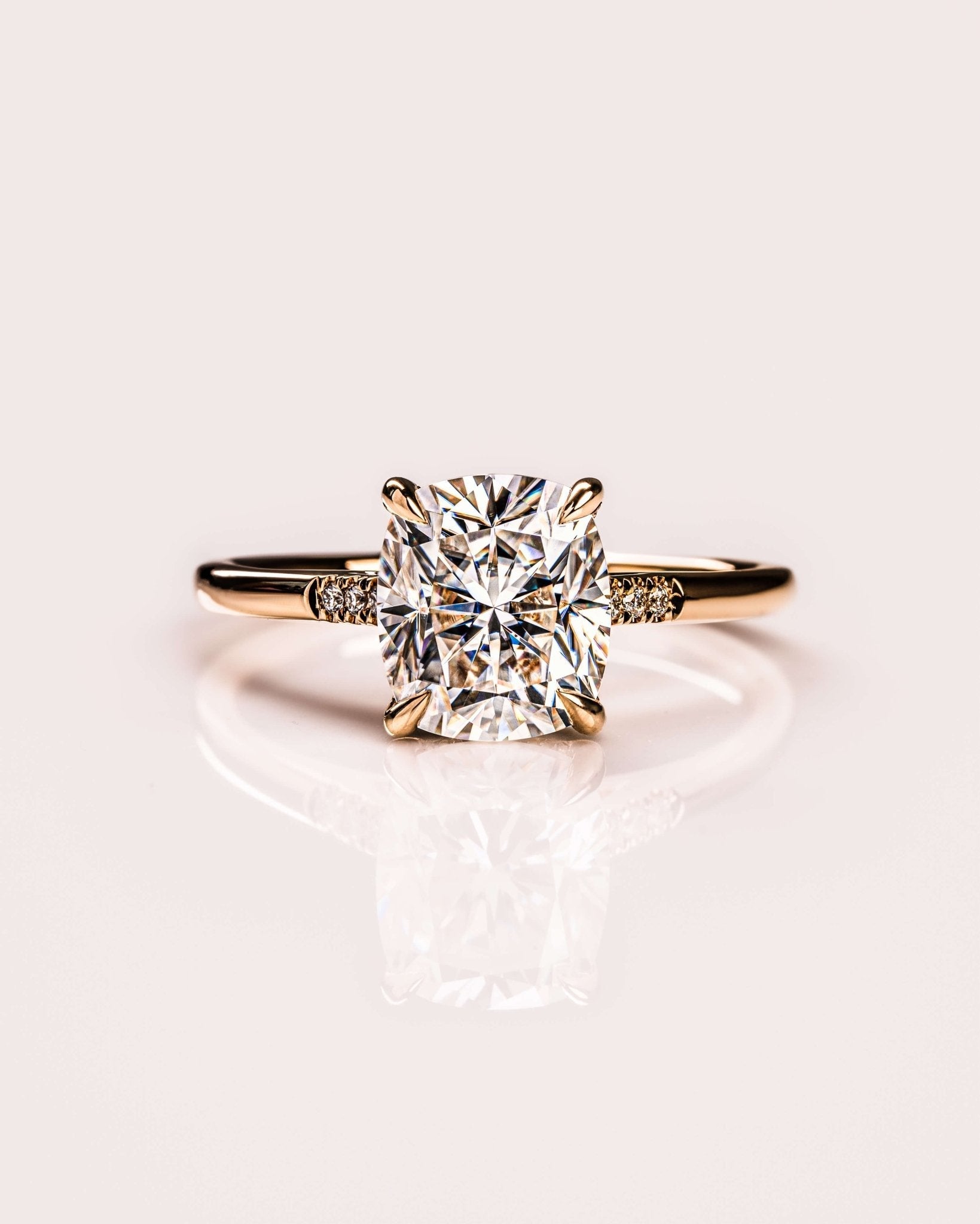Cushion Hidden Halo Lab Grown Diamond Engagement Ring