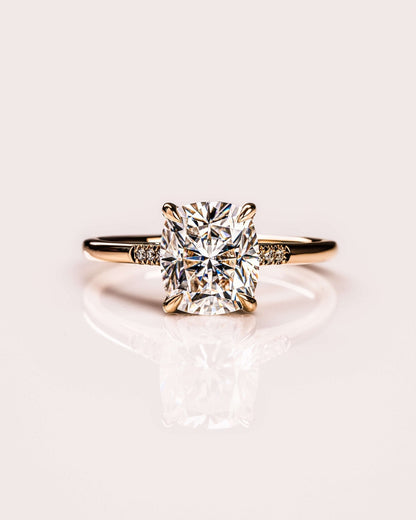 Cushion Hidden Halo Lab Grown Diamond Engagement Ring