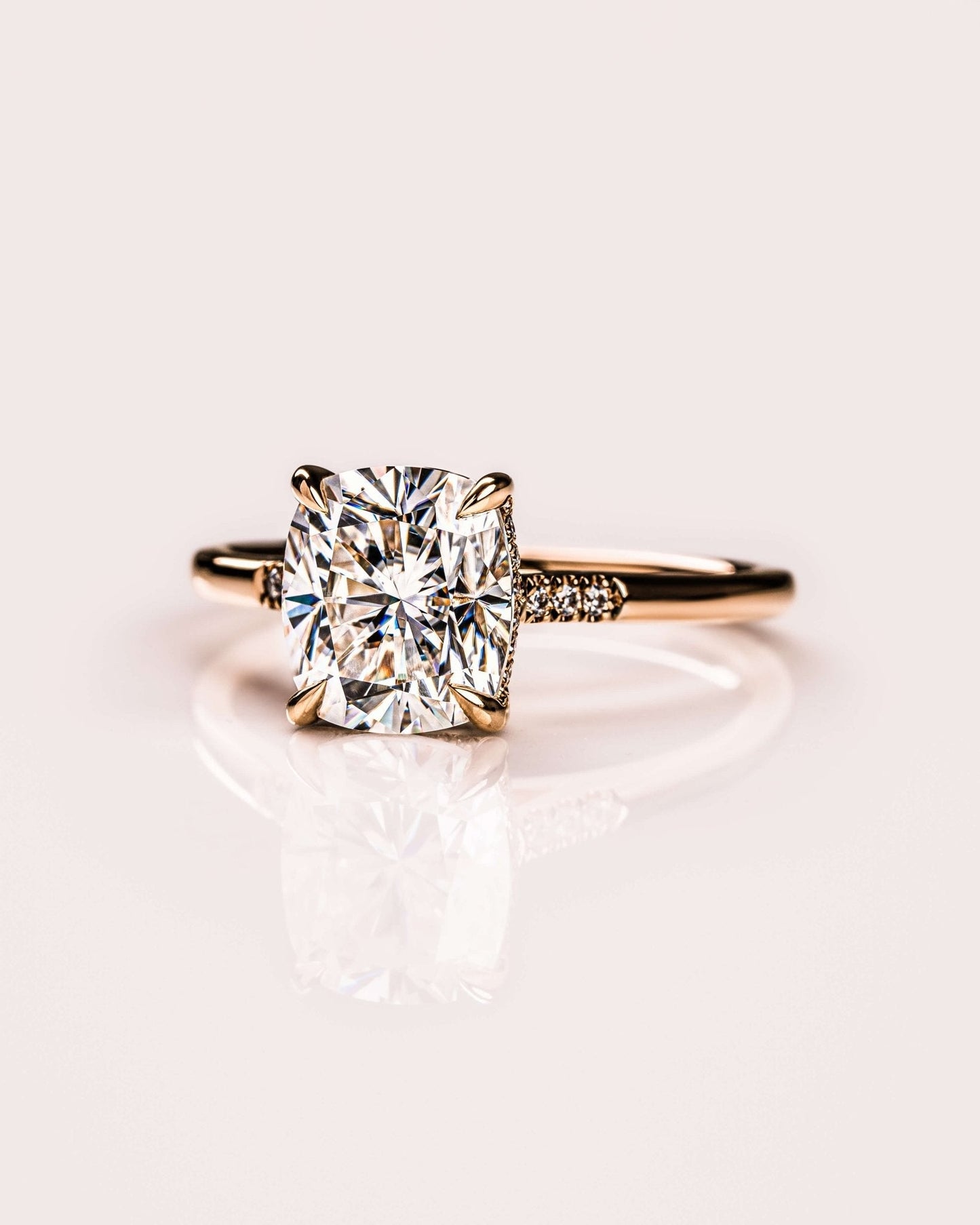 Cushion Hidden Halo Lab Grown Diamond Engagement Ring