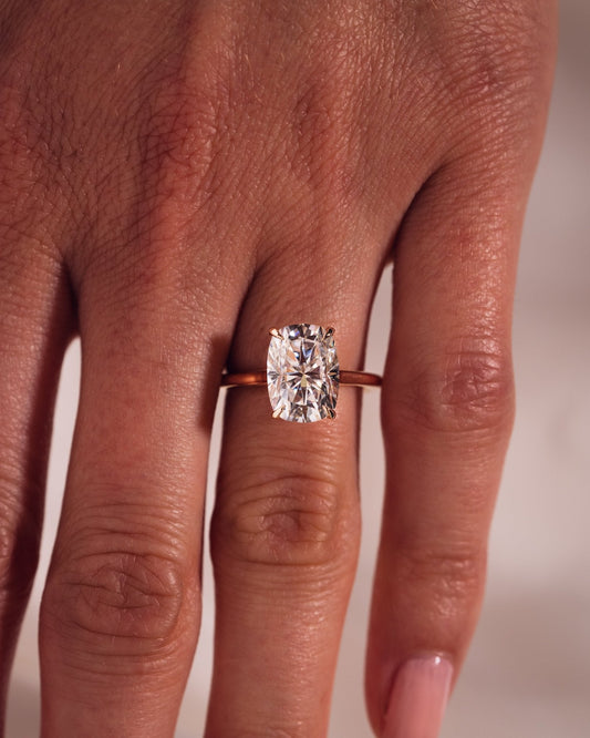 Cushion Hidden Halo Lab Grown Diamond Engagement Ring