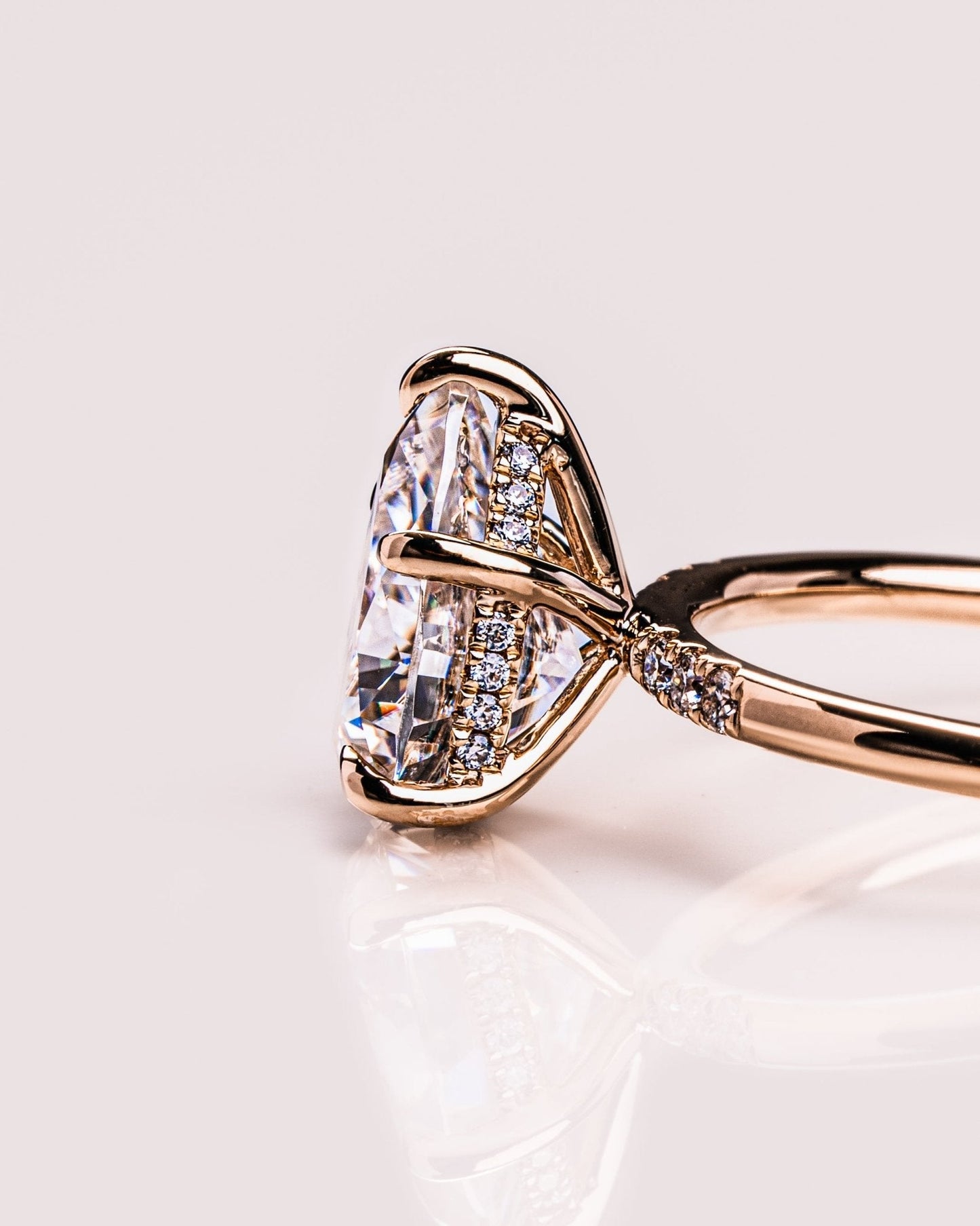 Cushion Hidden Halo Lab Grown Diamond Engagement Ring