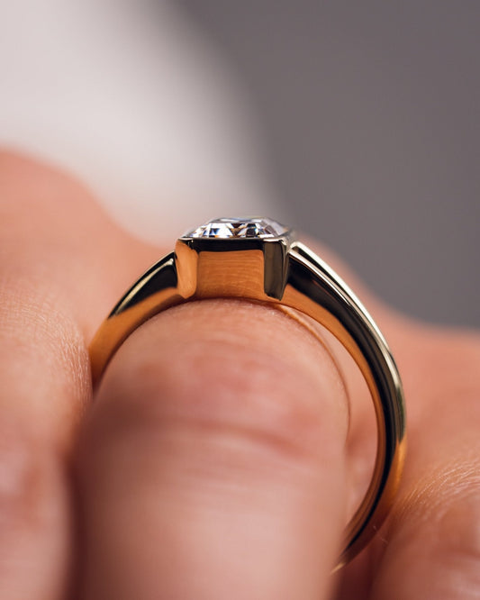 Cushion Hidden Halo Lab Grown Diamond Engagement Ring