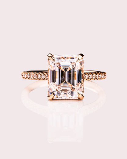 Cushion Hidden Halo Lab Grown Diamond Engagement Ring