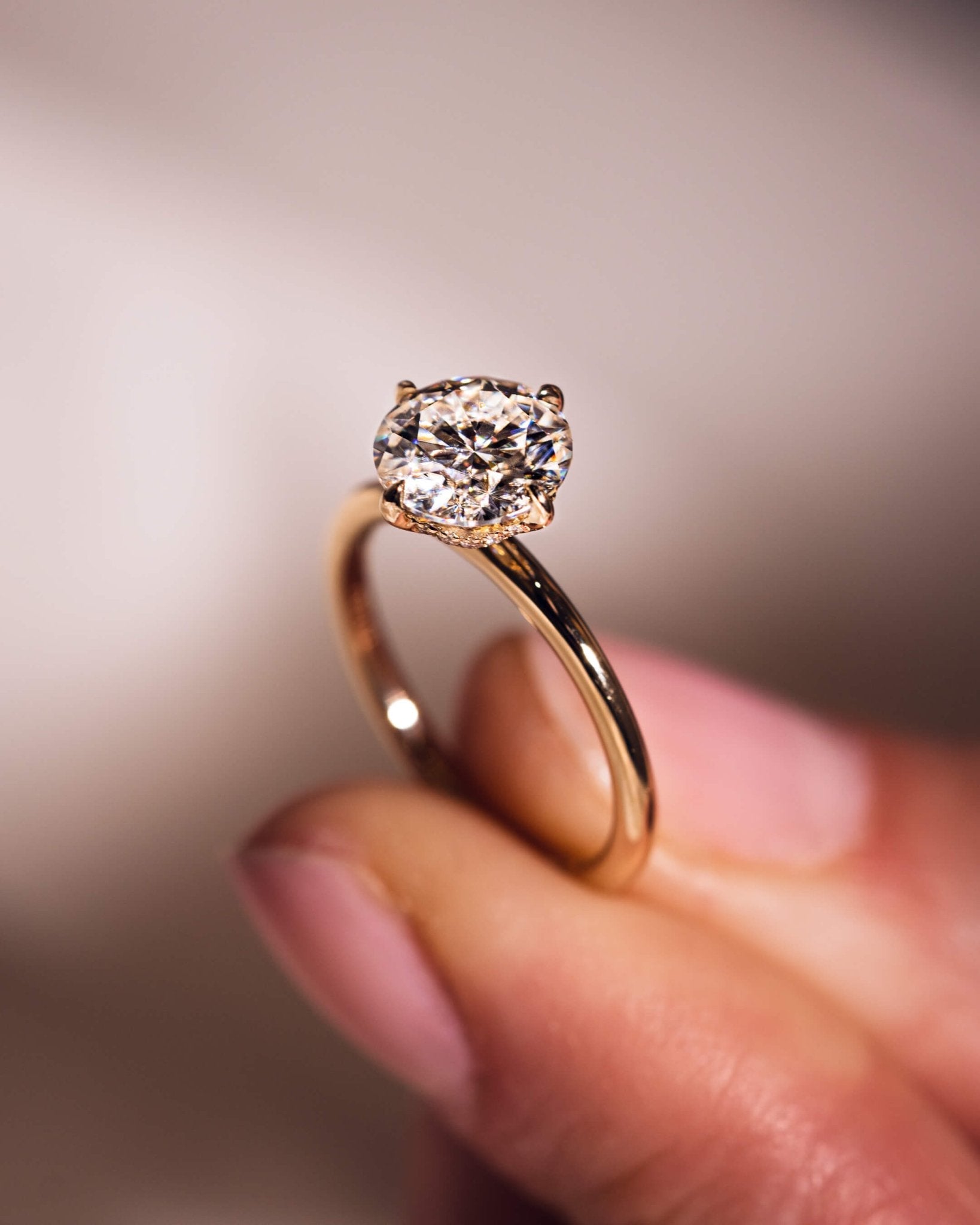 Cushion Hidden Halo Lab Grown Diamond Engagement Ring