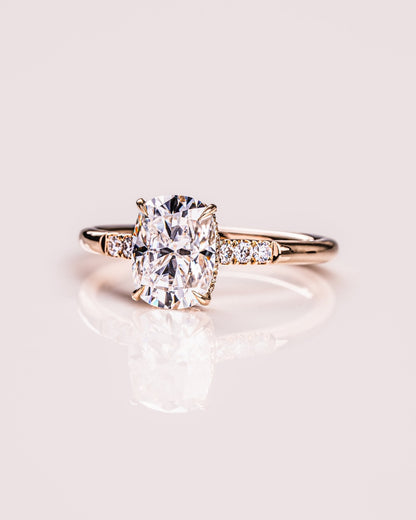 Cushion Hidden Halo Lab Grown Diamond Engagement Ring