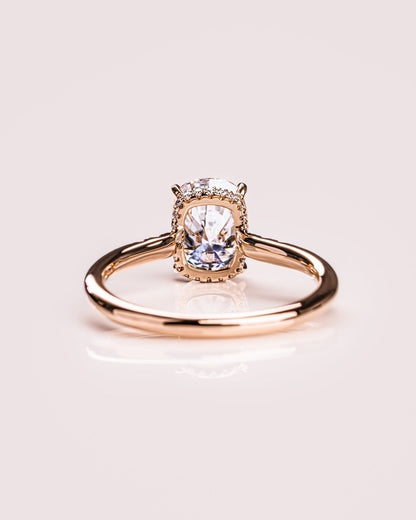Cushion Hidden Halo Lab Grown Diamond Engagement Ring