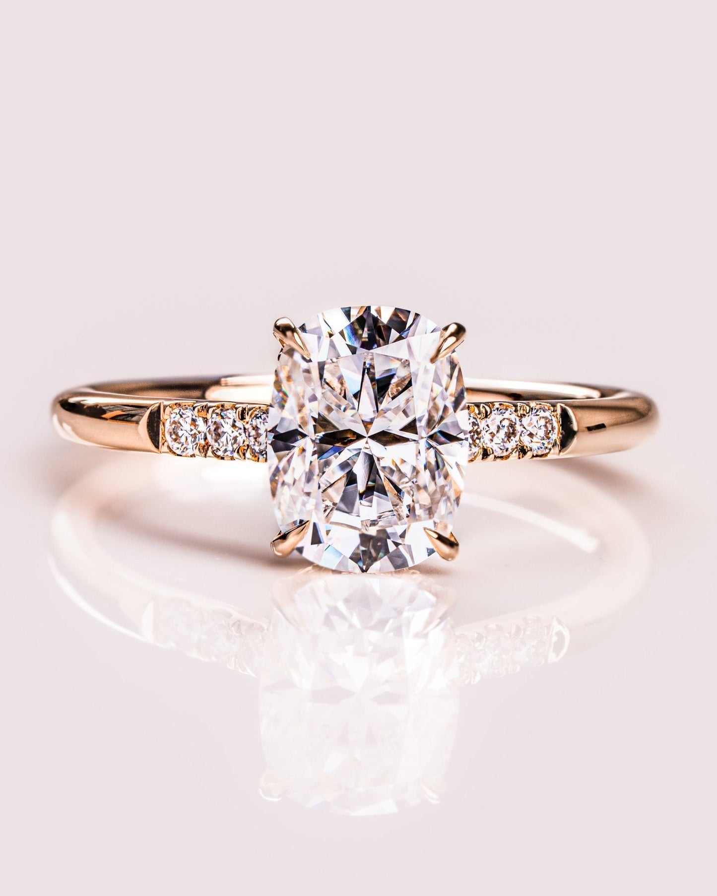 Cushion Hidden Halo Lab Grown Diamond Engagement Ring