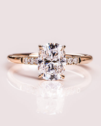 Cushion Hidden Halo Lab Grown Diamond Engagement Ring