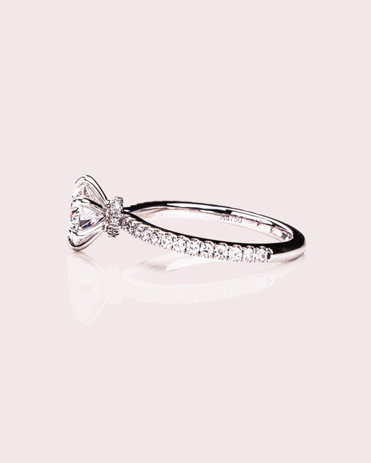 Cushion Hidden Halo Lab Grown Diamond Engagement Ring