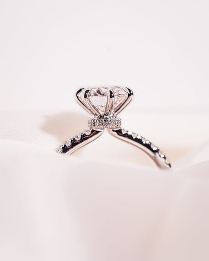 Cushion Hidden Halo Lab Grown Diamond Engagement Ring